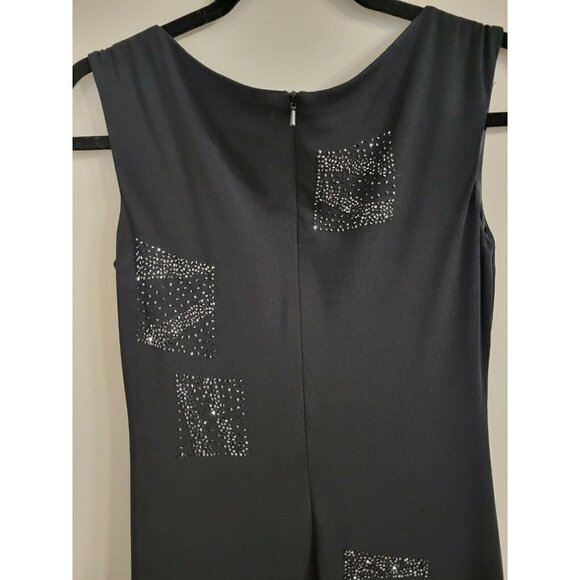 David Meister Sz 2 Black Beaded/Cubed Cowl Neck Formal Evening Party Gown/Dress. - Picture 3 of 8